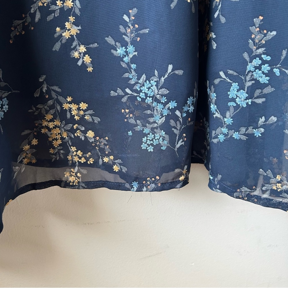 Neesees Dresses The Karlee Orange Creek Modest Maxi Chiffon Navy Floral Dress S - Picture 9 of 12